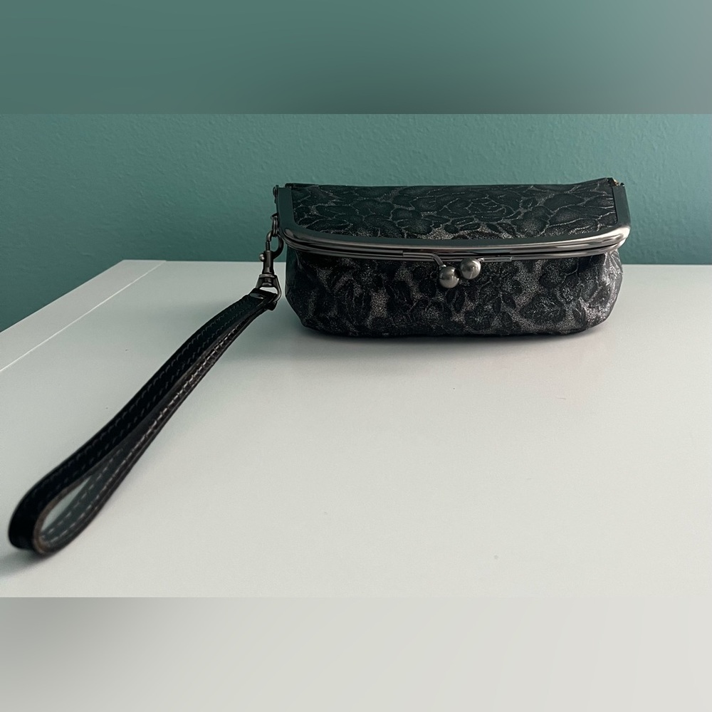 Patricia Nash Small Black and Silver Floral Clutch/Wristlet